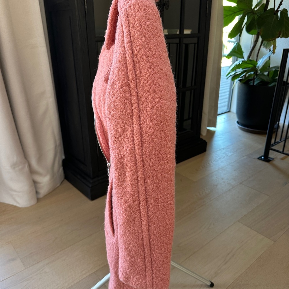 LOFT Textured Wool Moto Pea Coat Sutton Pink Medium - Picture 8 of 10